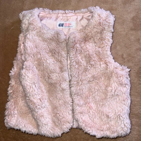 H&M Toddler 3-4Y Faux Fur Light Pink Super Soft Single Button Vest (S) - Picture 1 of 5